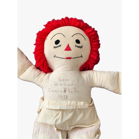 Handmade Raggedy Ann and Andy plus a Small Raggedy Ann Cosmetics Purse 1970's - Picture 4 of 14